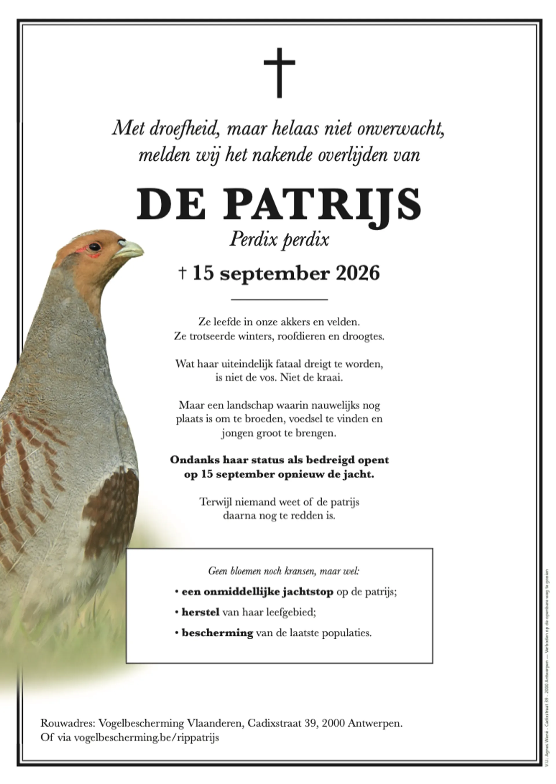 patrijs rouwadvertentie