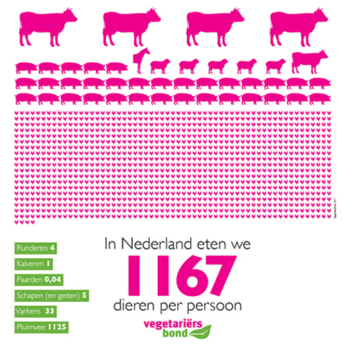 “Heel leven vegetarisch eten scheelt ruim 1100 dierenlevens”